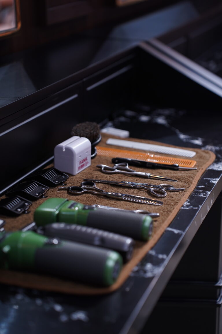 Precision trimmers for moustache shaping at The Upper Seat barbershop NYC